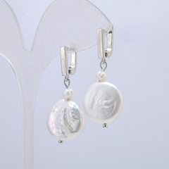 Сережки з натуральних барокових перлів d-4,5 і 17мм L-38см +- з відливом бензин купити біжутерію дешево в