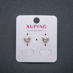 Сережки Xuping Сережки пусети кульчики Позолота 18К з білими стразами d-8х6мм + - купити біжутерію дешево в
