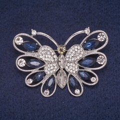 Брошка Метелик з кристалами, сріблястий метал 37х53мм купити біжутерію дешево в інтернеті