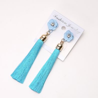 Сережки Китиці "Незабудки" блакитні L-9см купити біжутерію дешево в інтернеті