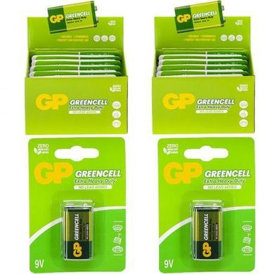 Від 4 шт. Батарейка GP GREENCELL 9.0V сольова, 1604GLF-U1, 6F22 (крона) GP-002212 купити дешево в інтернет-магазині