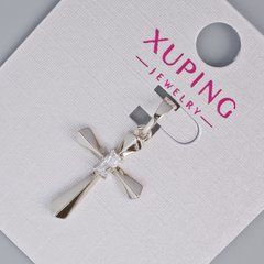 Кулон "Хрест" Xuping з білими кристалами d-21х14,5мм+ - L-27мм+- родій
