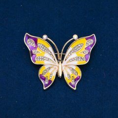 Брошка Метелик емаль, білі стрази, золотистий метал 54х43мм + - купити біжутерію дешево в інтернеті