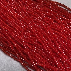 Намистини Чеський Кришталь на волосіні червоне прозоре гранований рондель d-3,5х3мм + - L-36-38см + - купити