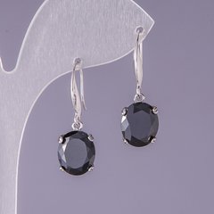 Сережки з чорними кристалами 12х10мм L-3см купити біжутерію дешево в інтернеті