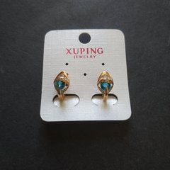 Сережки Xuping з блакитними каменями 15х12мм позолота 18к
