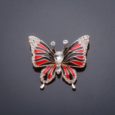 Брошка Метелик "червоне і чорне" 33х39мм купити біжутерію дешево в інтернеті