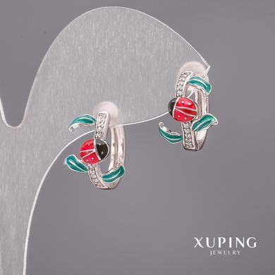 Сережки Xuping з емаллю 12х15мм Родій купити біжутерію дешево в інтернеті