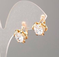 Сережки Xuping Позолота 18К з білим кристалом d-12,5х11м+-