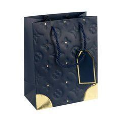 Від 12 шт. Пакет подарунковий 31х42х12см з тисненням і золотим декором DARK BLUE HL-1893