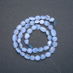 Намистини на нитці з натурального каменю Блакитний Агат галтівка d-10х8мм L-40см + - купити біжутерію дешево в
