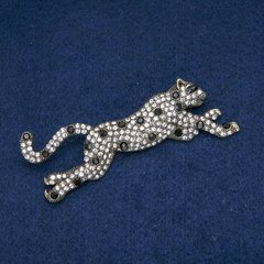 Брошка Леопард білі і чорні стрази, сріблястий метал 78х30мм + - купити біжутерію дешево в інтернеті