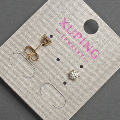 Сережки пусети кульчики Xuping з білими стразами d- 4мм+- позолота 18к