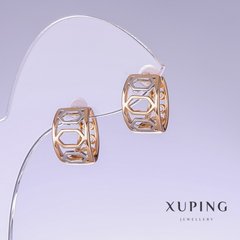 Сережки Xuping L-15мм s-9мм родій, позолота 18к купити біжутерію дешево в інтернеті