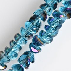 Намистини кришталеві в стилі "Сваровські" темно блакитні з напиленням фіолетовий бензин d-6х4мм нитка L-50см