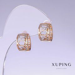 Сережки Xuping L-15мм s-9мм родій, позолота 18к