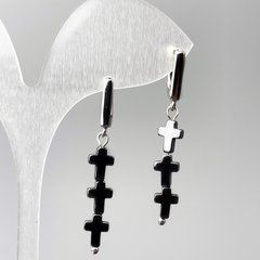 Сережки Гематит Хрести d-6,5х26мм+- L-45мм