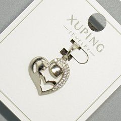 Кулон "Серце" Xuping з білими стразами d-16х16мм+ - L-23,5мм+- родій