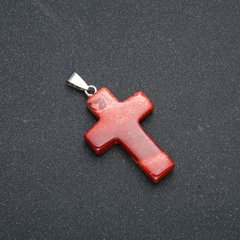 Кулон Хрест, камінь Червона Яшма 50х28мм купити біжутерію дешево в інтернеті
