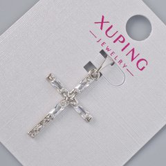 Кулон "Хрест" Xuping з білими кристалами d-24х16мм+ - L-30мм+- родій купити біжутерію дешево в інтернеті