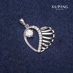 Кулон Xuping Серце 19х22х26мм Родій з білими стразами