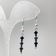 Сережки Гематит Хрести d-4х21мм+- L-43мм