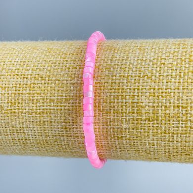 Браслет Перламутр тонований рожевий шайба d-4х2мм+- L-18см (стрейч) купити біжутерію дешево в інтернеті