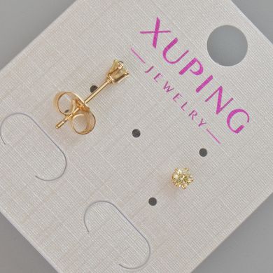 Сережки пусети Xuping з жовтим кристалом d-4мм+- Позолота 18К купити біжутерію дешево в інтернеті
