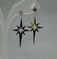 Сережки Xuping зірочки з білим камінням d- 22мм L-4.5cм Родій