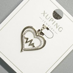 Кулон "Серце" Xuping з білими стразами d-18х18мм+ - L-23,5мм+- родій купити біжутерію дешево в інтернеті