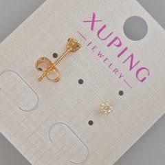Сережки пусети Xuping з жовтим кристалом d-4мм+- Позолота 18К