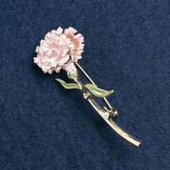 Брошка Квітка Гвоздика емаль світло- рожева, золотистий метал 59х24мм купити біжутерію дешево в інтернеті