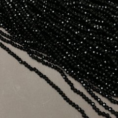 Намистини Чеський Кришталь на волосіні чорне матове гранований рондель d-3х2,5мм + - L-36-38см + - купити