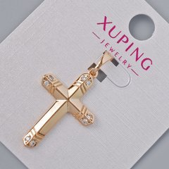 Кулон "Хрест" Xuping з білими стразами d-26,5х17х5мм+ - L-31мм+- позолота 18К купити біжутерію дешево в