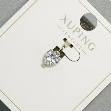 Кулон "Серце" Xuping з білим кристалом d-6мм+ - L-14мм+- родій купити біжутерію дешево в інтернеті