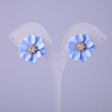 Сережки пусети Блакитний Квітка d-22мм купити біжутерію дешево в інтернеті