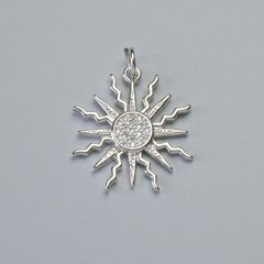 Кулон "Сонце" з білими стразами, сріблястий метал d-21х20мм+- купити біжутерію дешево в інтернеті