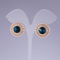 Сережки з смарагдовим кристалом "Ріволі" d-10мм 22мм купити біжутерію дешево в інтернеті