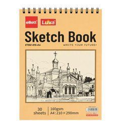 Від 2 шт. Альбом для ескізів А4 30 аркушів, 160 г/м&sup2; Sketch Book ETBZ-015-A4 верхня спіраль