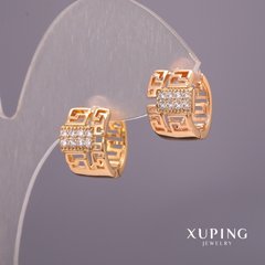 Сережки Xuping з білими каменями 9х14мм Позолота 18К купити біжутерію дешево в інтернеті