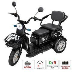 Електроскутер триколісний 600W зі складним сидінням, колеса 10", чорний AD26-11
