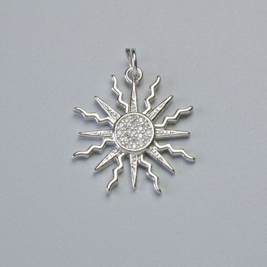 Кулон "Сонце" з білими стразами, сріблястий метал d-21х20мм+- купити біжутерію дешево в інтернеті