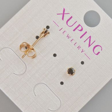 Сережки пусети Xuping з чорним кристалом d-4мм+- Позолота 18К купити біжутерію дешево в інтернеті