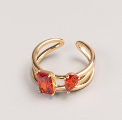 Каблучка Xuping колір металу "золото" червоний камінь р-р 16,18 купить бижутерию дешево