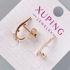 Сережки пусети Xuping з білими стразами d-18,5х9мм+- позолота 18К