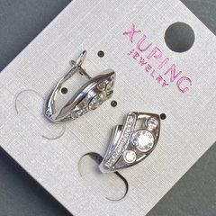 Сережки Xuping з білими цирконами L-18мм s-10мм родій