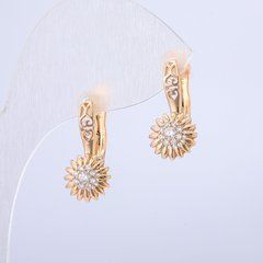 Сережки Xuping Позолота 18К з білими стразами d-20х9мм + -