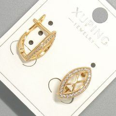 Сережки Xuping з білими стразами d-9х15,5мм+- позолота 18К