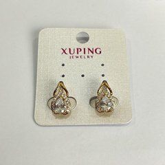 Сережки Xuping Позолота 18К з білими стразами d-15х8мм + -