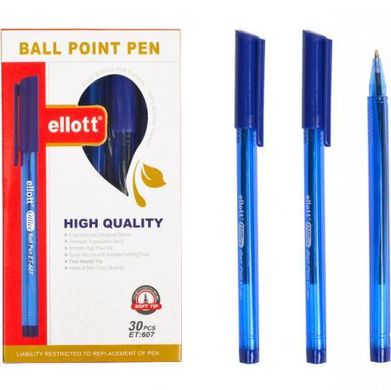 Від 30 шт. Ручка масляна "Ellot" ET607-30 синя купити дешево в інтернет-магазині